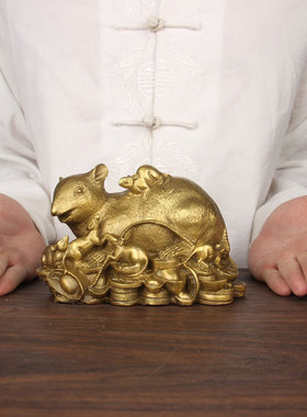 铜九鼠运财摆件 铜老鼠摆件 铜生肖鼠摆件