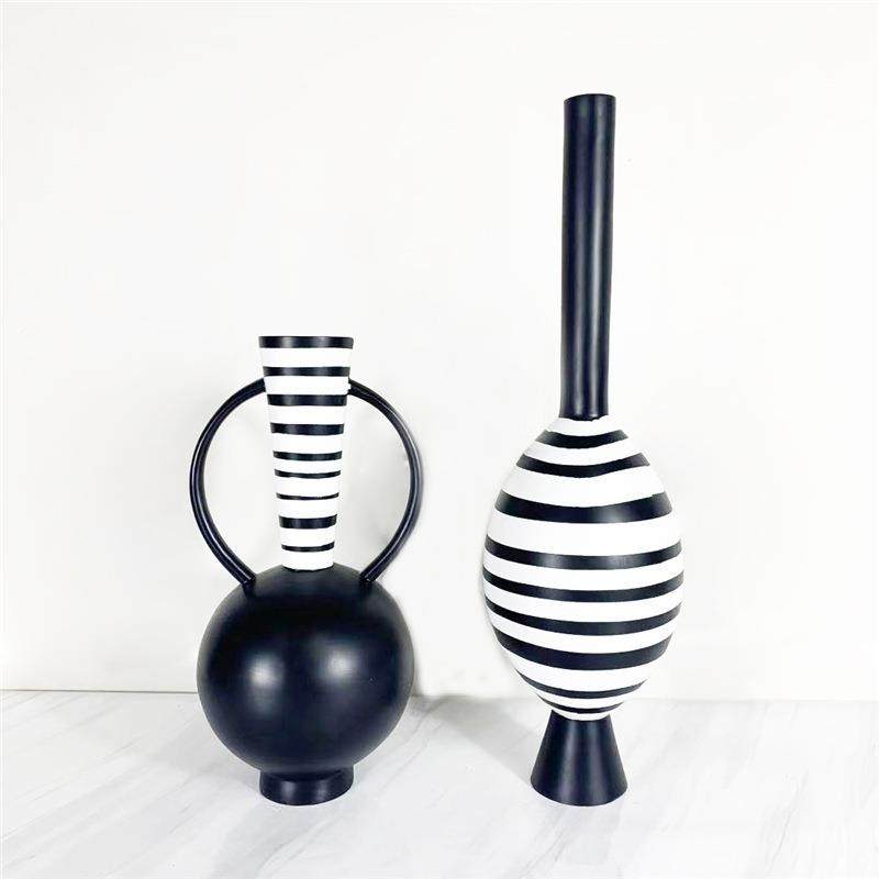 北欧创意黑白条纹树脂花瓶摆件客厅餐桌电视柜干花插花器玄关装饰,淘宝优惠券,粉丝福利购,淘宝优惠卷