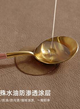 圆桌桌垫防水防油防烫免洗皮革中古风圆形轻奢法式复古桌布高级感