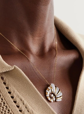 欧美时尚微镶锆石缠绕麻花牛角包吊坠项链轻奢高级感精致小众百搭