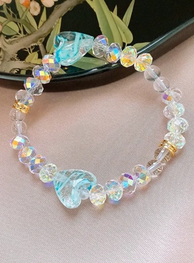琉璃锆石爱心串珠手链女夏日小清新甜美手串时尚百搭个性手饰
