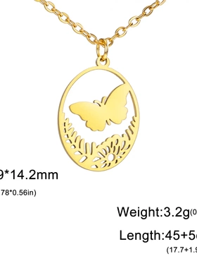 欧美新款饰品挂件韩版田园风切割花丛中的吊坠锁骨链挂饰钛钢