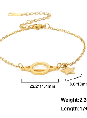 直销爆款小众镂空星球实心星星吊坠不锈钢钛钢女生手链