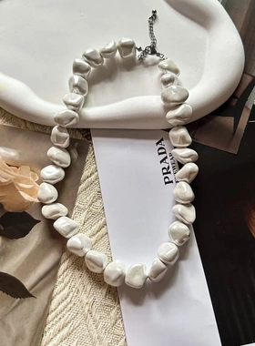 高贵典雅气质天然贝珠项链状巴珍珠项链异形珍珠锁骨链女