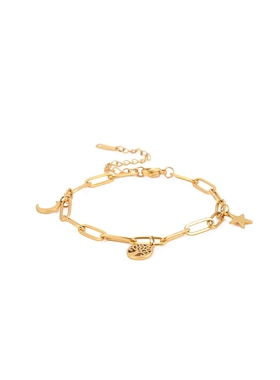 简约精致款不锈钢切割五角星月亮幸运树吊坠焊接手链女生小众设计