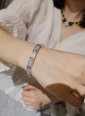 韩秀娜满天星手镯女镀18k玫瑰金镶钻高端叠戴情侣手镯时尚风镯子