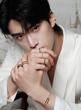 时来运转戒指男女款镀18K金镶钻三层设计时尚情侣对戒食指指环