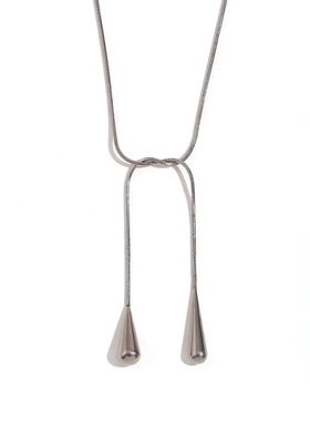 欧美ins时尚简约两头水滴蛇链不锈钢镀18k金色个性百搭项链饰品