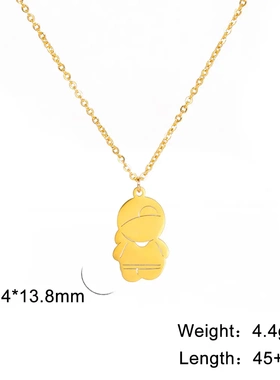 畅销一件爆款人物可爱q版倒扣帽子男孩不锈钢项链