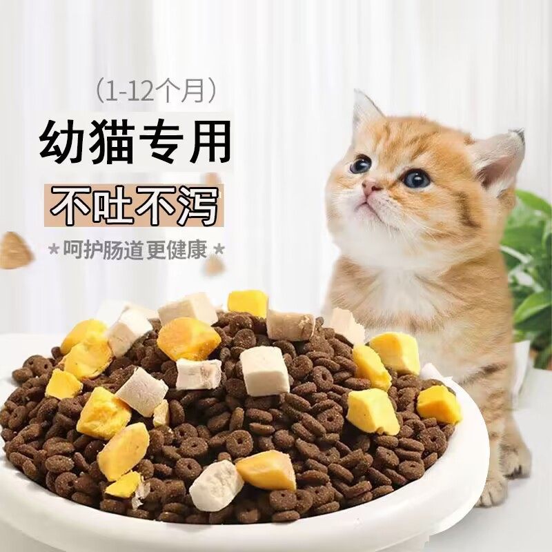 幼猫猫粮1到3月-12月专用营养增肥发腮小奶猫饭奶糕鱼肉冻干粮5斤,淘宝优惠券,粉丝福利购,淘宝优惠卷