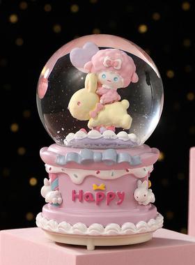 多款创意卡通发光玻璃球音乐盒少女心玩具树脂水晶球装饰摆件