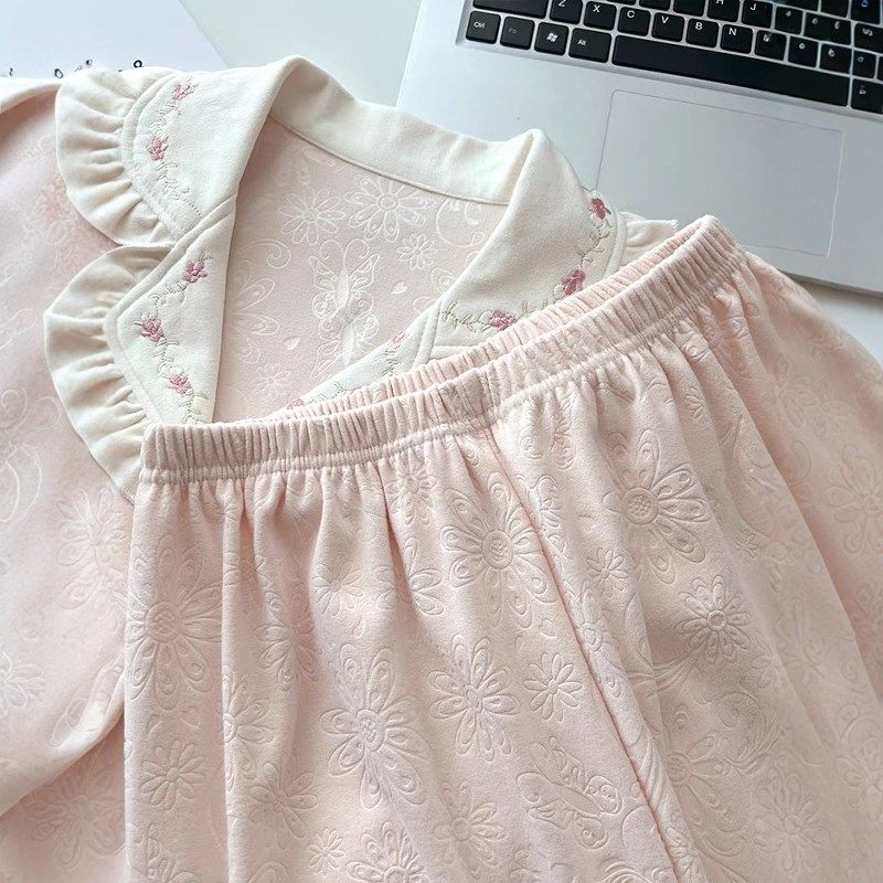 德绒女款秋冬季保暖加绒加厚长袖E甜美粉色学生休闲家居服套装,淘宝优惠券,粉丝福利购,淘宝优惠卷