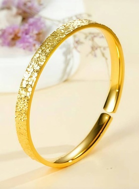 金包银碎冰冰手镯女款开口手环