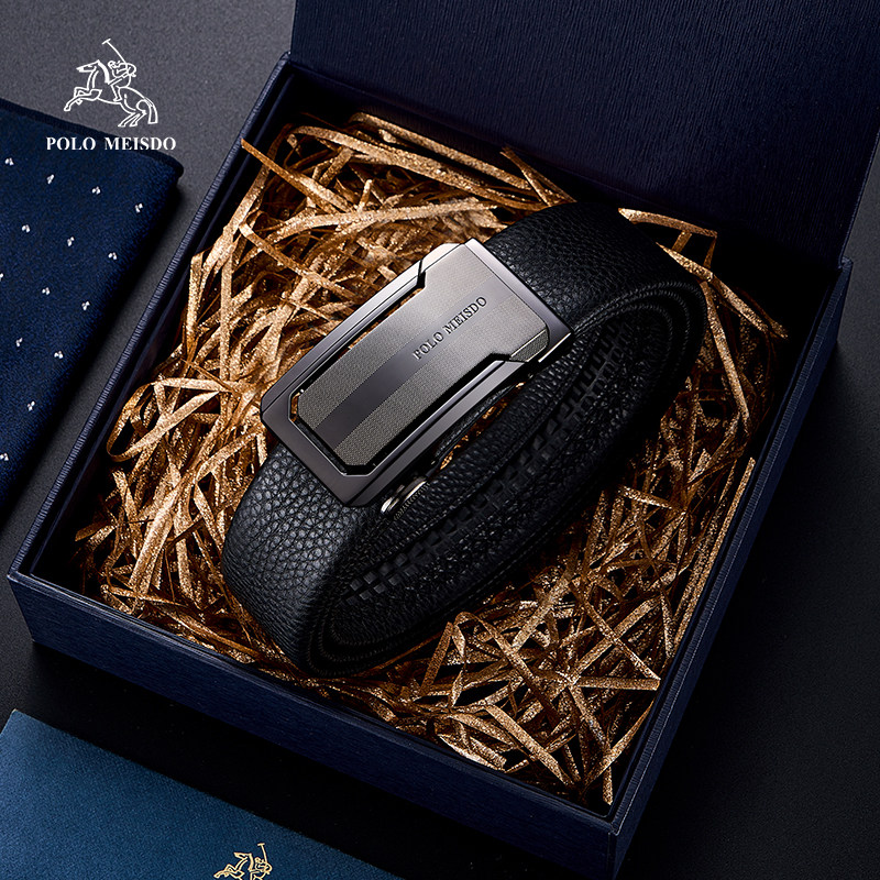 正品保罗男士皮带真皮男式腰带2025新款自动扣男款牛皮裤带送男友