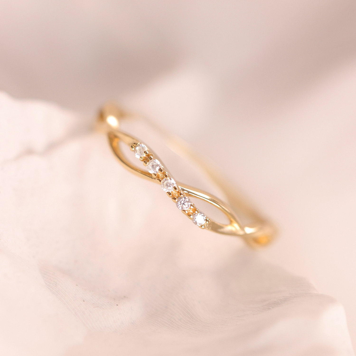 Luosheng <Quantum Entanglement> Infinitely intertwined high-end elegant and light luxury silver gold-plated ring gift for best friends