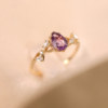 Luosheng <Lihuo> Natural Amethyst Colored Treasure Light Luxury Elegant High-grade Silver Gold Plated Ring Gift for Best Friend