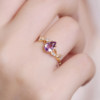 Luosheng <Lihuo> Natural Amethyst Colored Treasure Light Luxury Elegant High-grade Silver Gold Plated Ring Gift for Best Friend