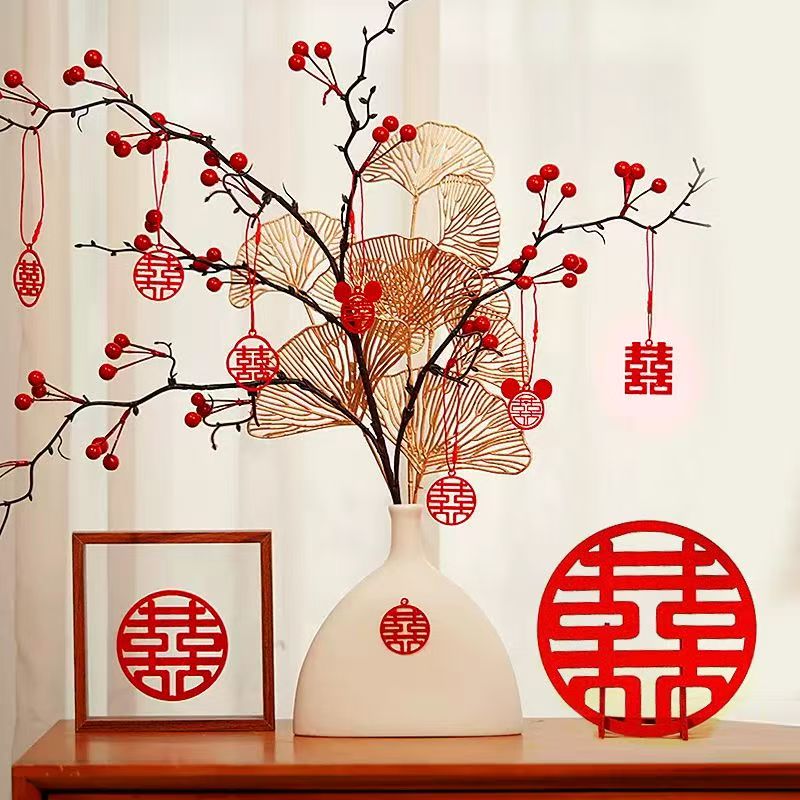 订婚结婚摆件摆台全套送新人礼红果发财果婚房订婚宴桌面布置装饰 - 图1