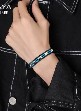 飒雅手链男士高级感钨钢男生手饰钨金潮个性乌金手串首饰生日礼物