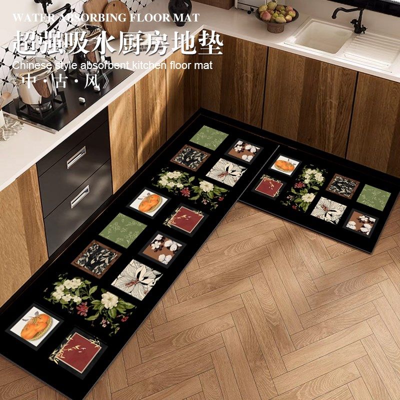 美式复古硅藻泥厨房地垫防滑防油可擦免洗耐脏地毯吸水垫浴室脚垫,淘宝优惠券,粉丝福利购,淘宝优惠卷