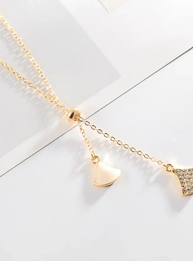 韩版个性小裙子项链 甜美百搭扇形锁骨链女网红ins冷淡风贝母吊坠