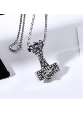 p0910 饰品 欧美个性复古之锤北男士钛钢吊坠项链
