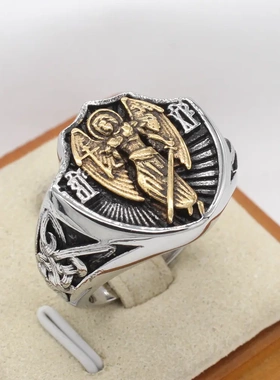 r1009饰品 个性复古天使翅膀钛钢戒指