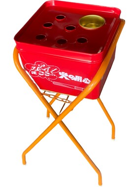 带底座烟灰缸 创意镀锌红色不锈钢烟灰缸带盖酒店网吧大号烟缸