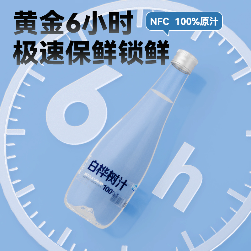 泉道悦 天然白桦树汁NFC100%原汁无添加零脂植物饮品家用整箱套装 - 图0