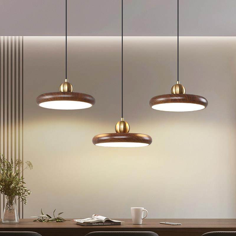 餐厅吊灯飞碟单头现代简约三头吧台吊灯茶室木纹灯卧室床头小吊灯,淘宝优惠券,粉丝福利购,淘宝优惠卷