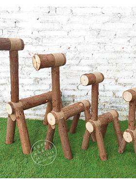 创意木头马仔实木手工小木马造型造景装饰道具田园风格森林系列