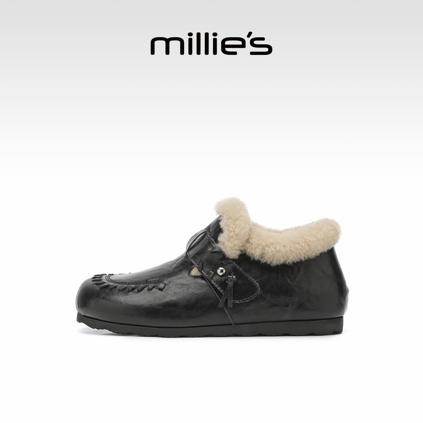 MILLIE'S/妙丽勃肯鞋女深口单鞋加绒保暖一脚蹬厚底棉鞋秋冬新款,淘宝优惠券,粉丝福利购,淘宝优惠卷