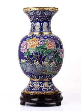 15寸北京景泰蓝花瓶掐丝铜胎珐琅乔迁书房家居外事商务礼品摆件