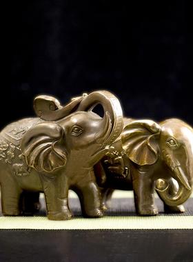 黄铜招财如意大象覆古葫芦元宝象纳福风水吸水象家用店铺客厅摆件