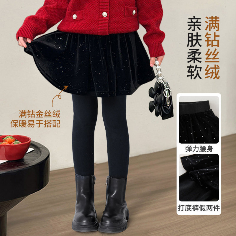 女童裙裤加绒秋冬装新款儿童裤裙加厚外穿中大童假两件丝绒打底裤,淘宝优惠券,粉丝福利购,淘宝优惠卷