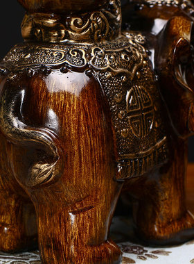 国风复古招财吸财吸水镇宅大象摆件一对客厅酒柜电视柜家居装饰品