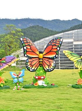 户外仿真发光蝴蝶雕塑草坪花海公园林景观网红打卡拍照装饰大摆件