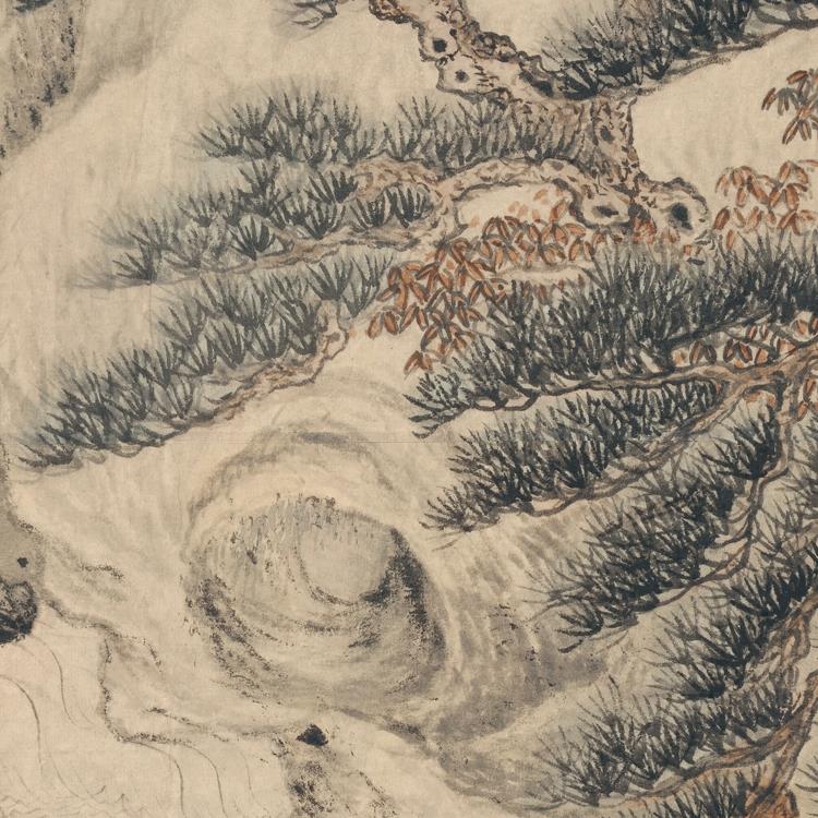 沈周庐山高图高清国画山水临摹彩色画稿明清山水微喷画心仿古山水 - 图1