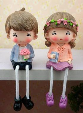 可爱卡通客厅桌面摆件创意酒柜摆设家居装饰品结婚礼物吊脚娃娃摆