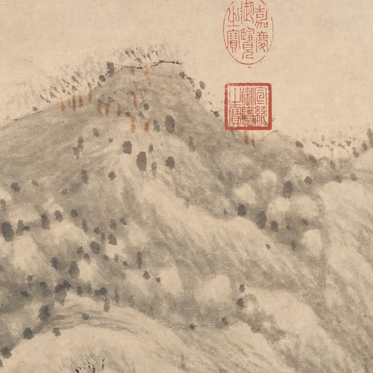 沈周庐山高图高清国画山水临摹彩色画稿明清山水微喷画心仿古山水 - 图3