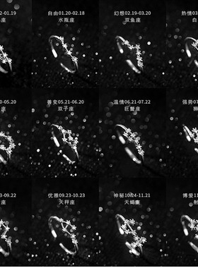 韩版戒指女小清新简约镶钻十二星座开口戒指单戒子专属戒指
