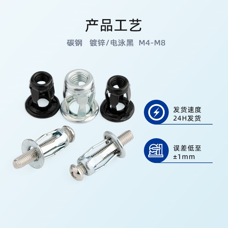 杰克螺母花瓣螺母镀锌膨胀螺丝灯笼杰克拉铆折叠拉铆中空壁虎M4M6 - 图0