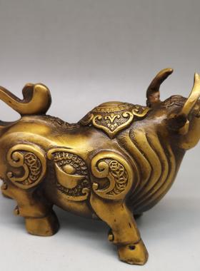 黄铜斗牛摆件 黄铜牛 家居装饰黄铜器
