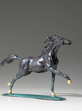 铜金岁月壮志凌云骏马黄铜摆件卧室书房办公室桌面装饰彩铜工艺品