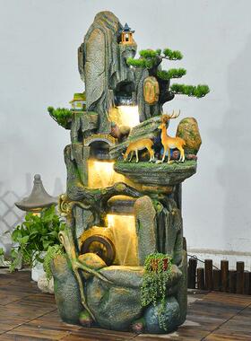 假山流水喷泉风水轮鱼缸室内客厅公司瀑布造景水景景观招财摆件