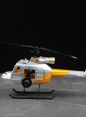 直升机模型铁艺工艺品仿真飞机摆件电视柜男孩卧室装饰摆设家居