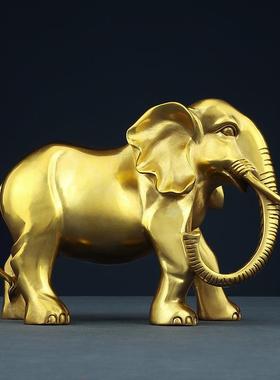 黄铜大象一对摆件办公室家居工艺品开业礼品铜器
