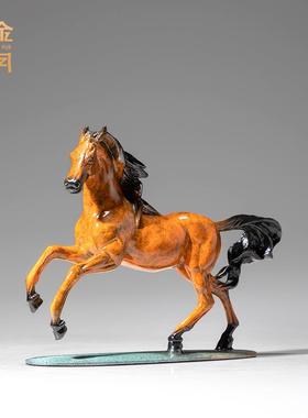 铜金岁月马不停蹄铜马工艺品摆件办公室客厅书房博古架装饰柜铜器