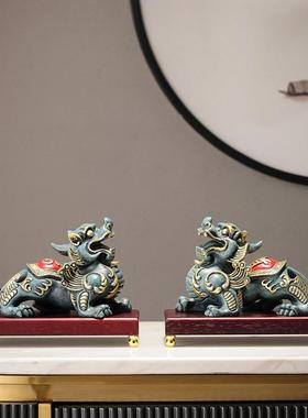 2025新款镇宅火麒麟摆件一对新中式家居客厅办公室装饰品店铺开业