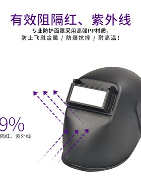 头戴式面罩氩弧焊接防护耐高温全脸部烧焊工电焊摔不破二保焊专用